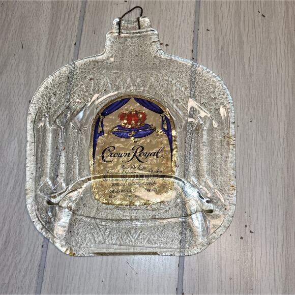 Vtg Crown Royal Whisky Handmade Melted Bottle Spoon Rest Trivet Decor Barware - Picture 1 of 6